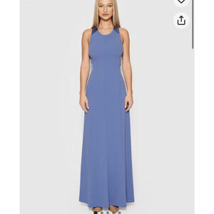 NWT DKNY Abendklied Women's maxi Blue Dress Size 16 ED1K1798